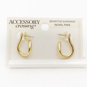 Twisted hoop Y2K abstract gold tone hoop earrings post style minimalist classic
